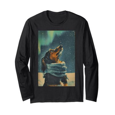Cute Vintage Art Dachshund Retro Inspirational Winter Long Sleeve T-Shirt