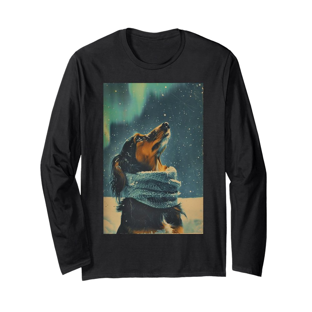 Cute Vintage Art Dachshund Retro Inspirational Winter Long Sleeve T-Shirt