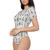 Augenstern Mahjong-China-Culture-Hipster Women's Short-Sleeve Round Neck One-Piece Swimsuit Medium Black view 3