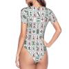 Augenstern Mahjong-China-Culture-Hipster Women's Short-Sleeve Round Neck One-Piece Swimsuit Medium Black view 4