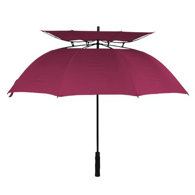 40 Inches breathable double layer automatic umbrella golf long handle oversized reinforced thick car storm resistant advertising gift umbrella (Red)