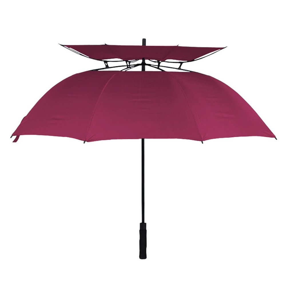 40 Inches breathable double layer automatic umbrella golf long handle oversized reinforced thick car storm resistant advertising gift umbrella (Red)