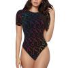 Augenstern Retro-Neon-Sign-Manatee Women's Short-Sleeve Round Neck One-Piece Swimsuit Xx-Large view 1