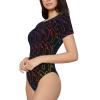 Augenstern Retro-Neon-Sign-Manatee Women's Short-Sleeve Round Neck One-Piece Swimsuit Xx-Large view 3