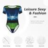 American-Football-Arena-Field Women's Short-Sleeve Round Neck One-Piece Swimsuit Large Black view 2