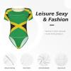 Augenstern Jamaican-Flag Women's Short-Sleeve Round Neck One-Piece Swimsuit Small Black view 2