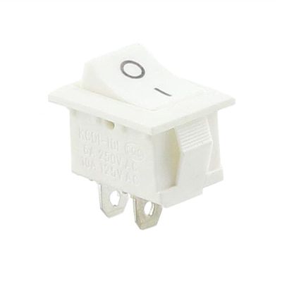 NVVVNX 1PCS KCD1 2PIin 3Pin Boat Car Rocker Switch 6A/10A 250V/125V AC Red Yellow Green Blue Black Button KCD1 (Color : White 2PIN On-Off)