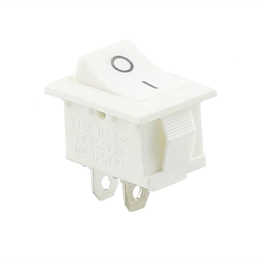 NVVVNX 1PCS KCD1 2PIin 3Pin Boat Car Rocker Switch 6A/10A 250V/125V AC Red Yellow Green Blue Black Button KCD1 (Color : White 2PIN On-Off)