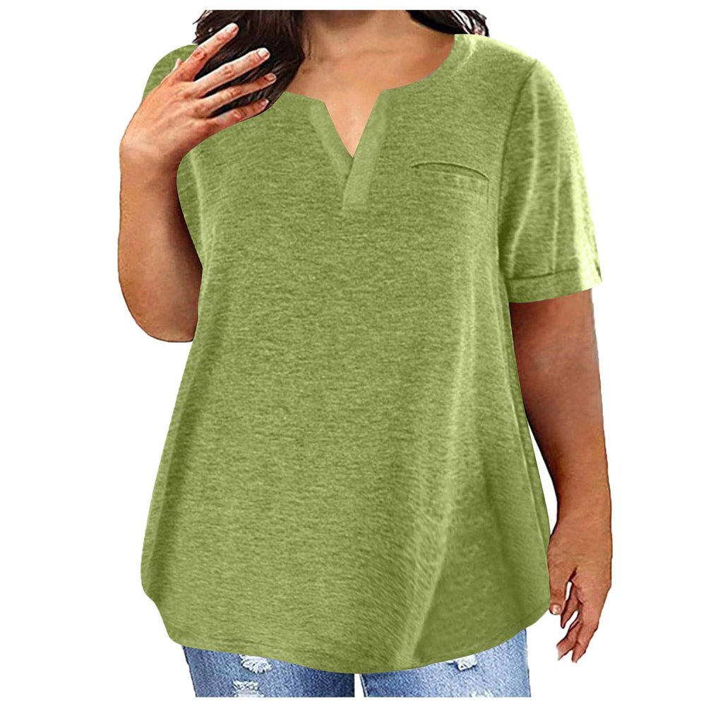 KICILVS Plus Size Tops for Women Dressy V Neck Blouses for Women Plus Size Short Sleeve Tops Womens Summer Tops