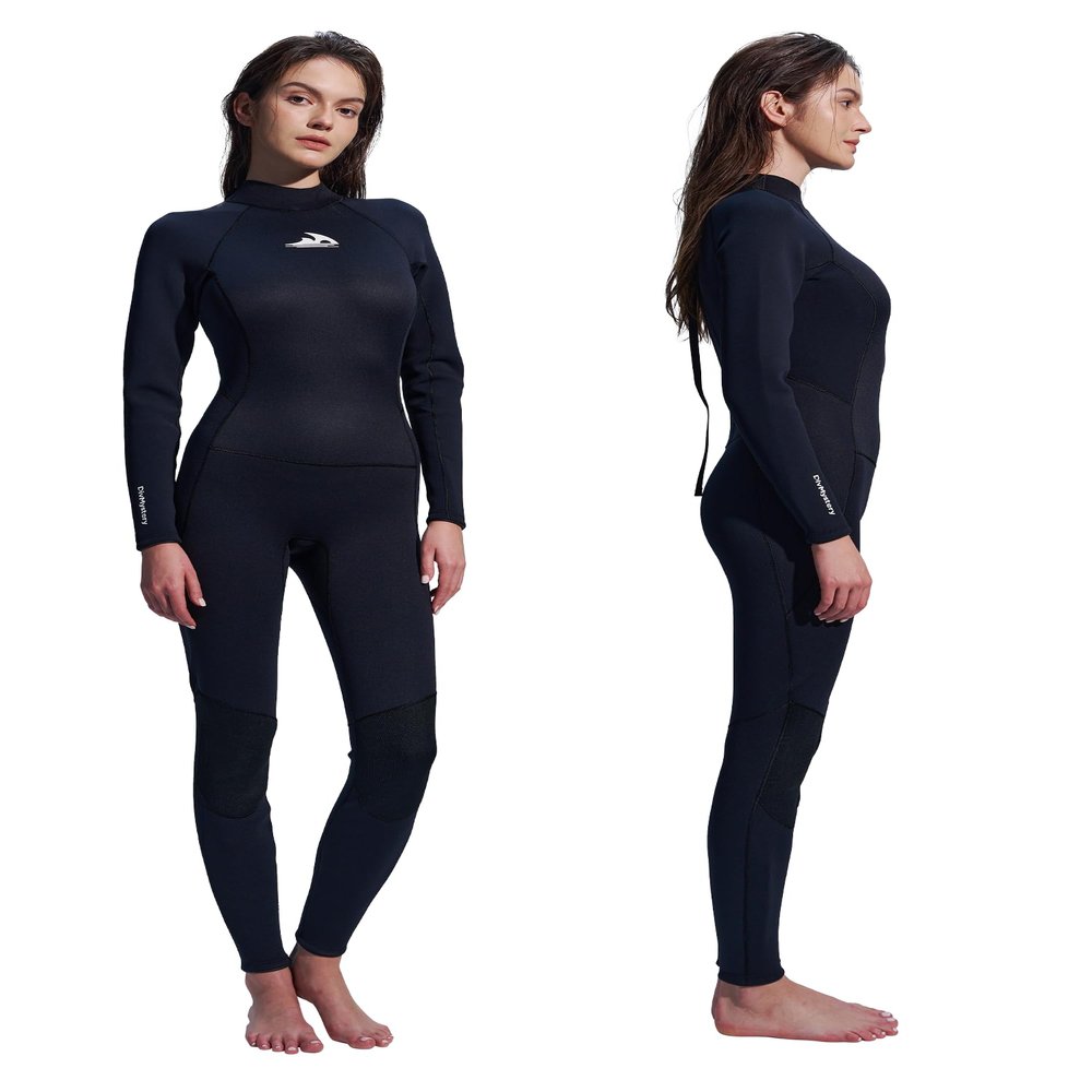 Divmystery Wetsuit Women 3/2mm (6 Sizes) - More Warmth - Back Zip Full Body Wet Suits in Cold Water Swimming Surfing Snorkeling Kayaking Diving