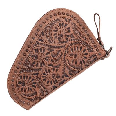 American West Hand Tooled Handcrafted 100% Genuine Leather Padded Gun Case for Men and Women | Annie's Secret Collection | Western (Dusty Rose)