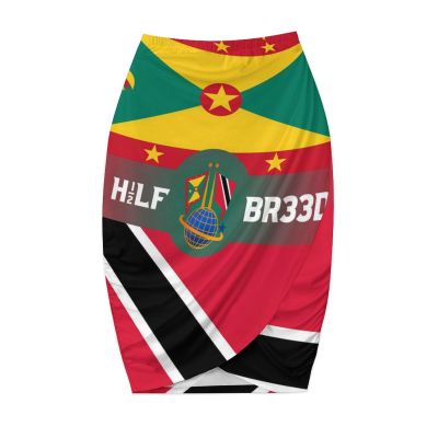 Grenada Flag&Trinidad and Tobago Flag Women's Cheerleader Sports Skirt Light A-Line Pants Skirt with Shorts Shorts,with Pocket L