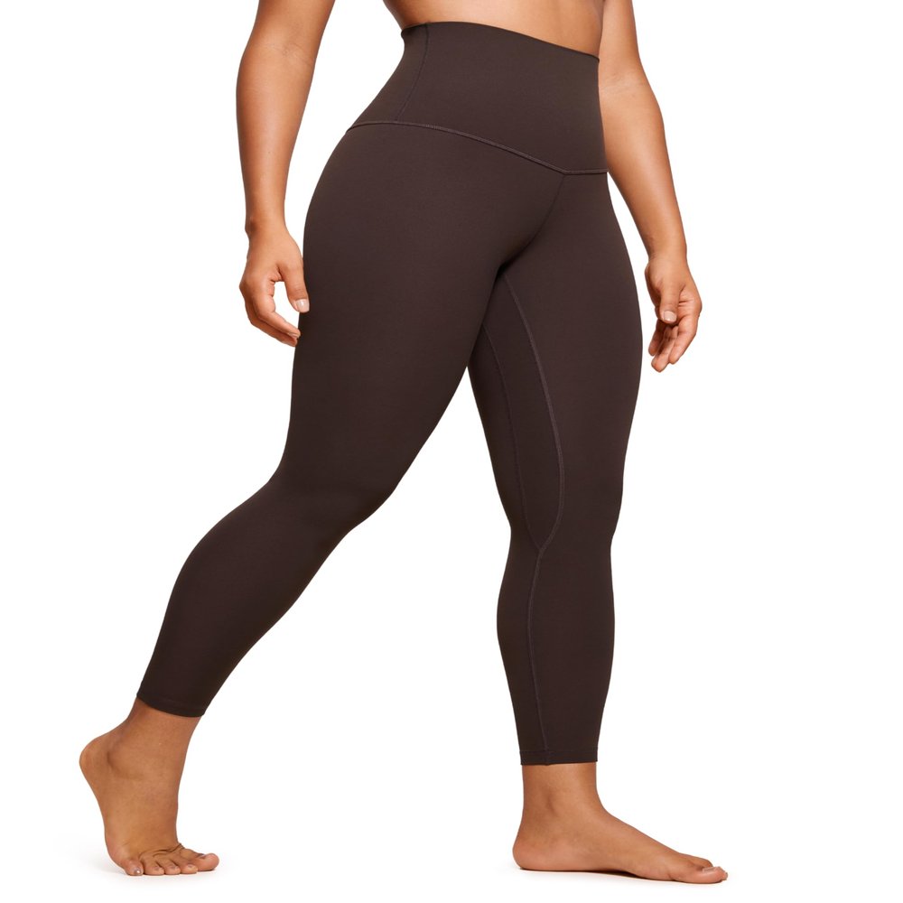 CRZ YOGA Super High Waisted Butterluxe Yoga Pants 25 Inches - Buttery Soft Workout Leggings for Women Over Belly Hot Fudge Brown Small