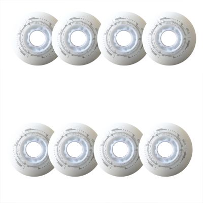 ZYANLING Inline Skate Wheels Outdoor/Indoor Inline Skate LED Light Up Wheels 72mm 76mm 80mm LED Flash Replacement Wheel 90A 8 Pack, White
