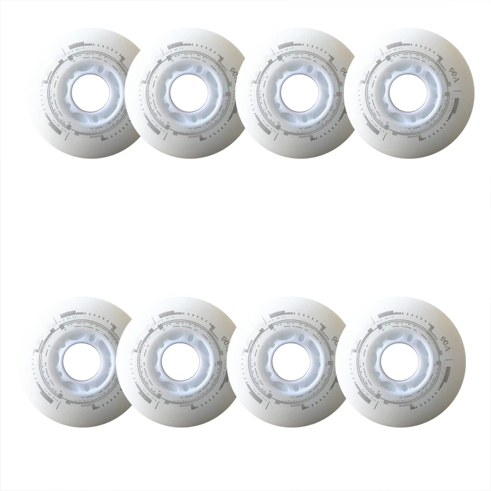 ZYANLING Inline Skate Wheels Outdoor/Indoor Inline Skate LED Light Up Wheels 72mm 76mm 80mm LED Flash Replacement Wheel 90A 8 Pack, White
