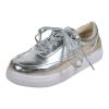 NineFit Basics Sparkly Sneakers for Women,Fashion Sneakers for Women 2024 Glitter Athletic Tennis Walking Shoes Bling Shiny Leather Low Top Tennis Sneakers Breathable Lace Up Comfort Sneakers, 7.5, Silver view 1