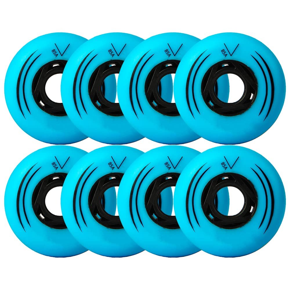 ZYANLING Inline Skate Wheels Outdoor/Indoor Inline Roller Skate Wheels 62mm/ 64mm/ 68mm/ 70mm Inline Skate Replacement Wheels for Kid Flat Flower Wheels Pack of 8, Blue