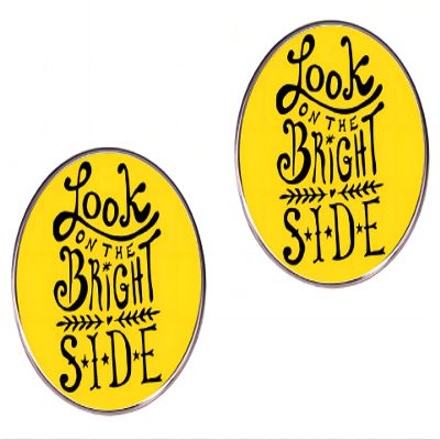 2pcs LOOK ON THE BRIGHT SIDE English Pins, Inspirational English Metal Alloy Pins, Clothes Bags Accessories