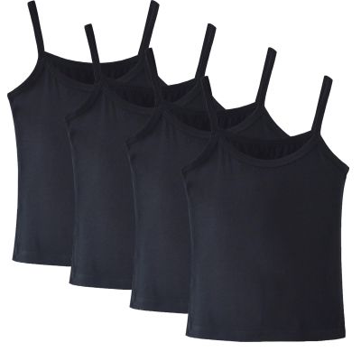 Anktry 2-8 Years Little Girls Soft Camisole Undershirts 4 Pack Kids Comfort Breathable Tank Tops Black