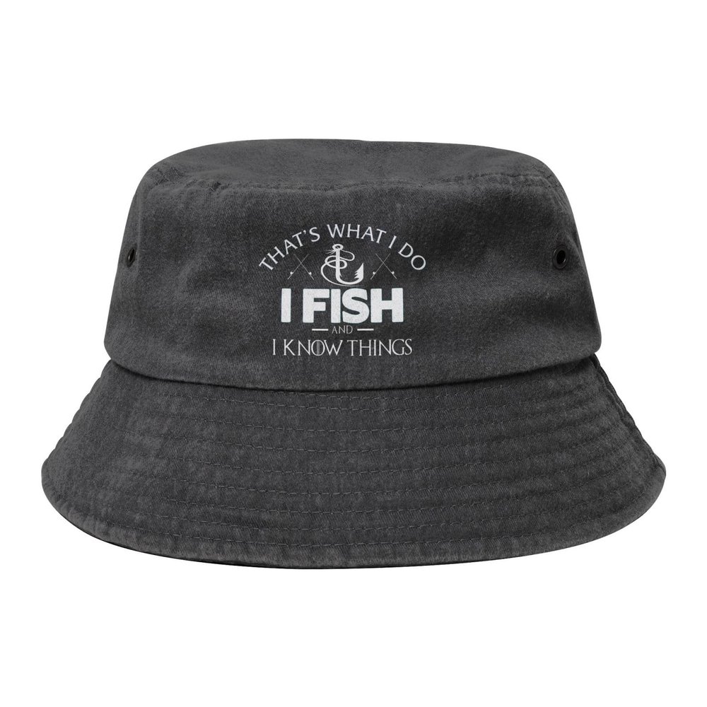 Qauirfe That's Whats I Do I Fish and I Know Things Fashion Cowboy Denim Fisherman Hat Outdoor Fishing Cap Sun