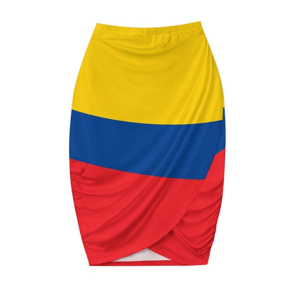 Colombian Flag Women's Cheerleader Sports Skirt Light A-Line Pants Skirt with Shorts Shorts,with Pocket M