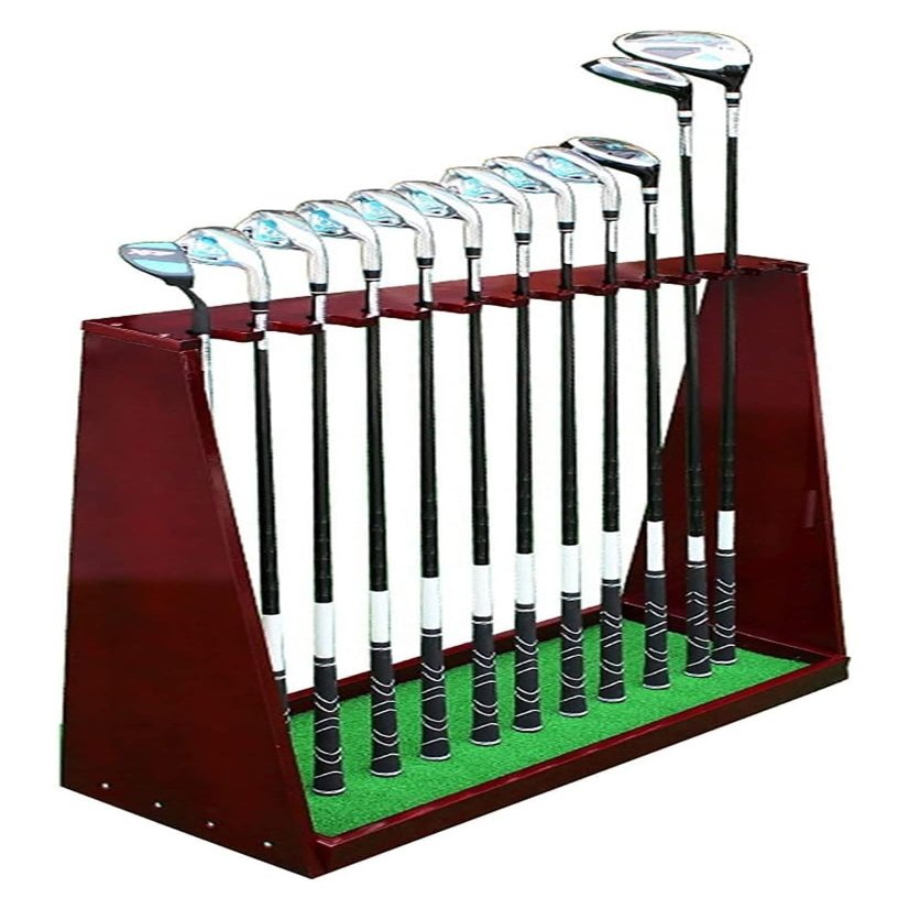 BMPAALN Golf Putter Stand,Wooden Golf Club Holder, 13/18 Putter Holder Golf Clubs Display Stand, Extra Large Outdoor Golf Club Equipment Storage Rack