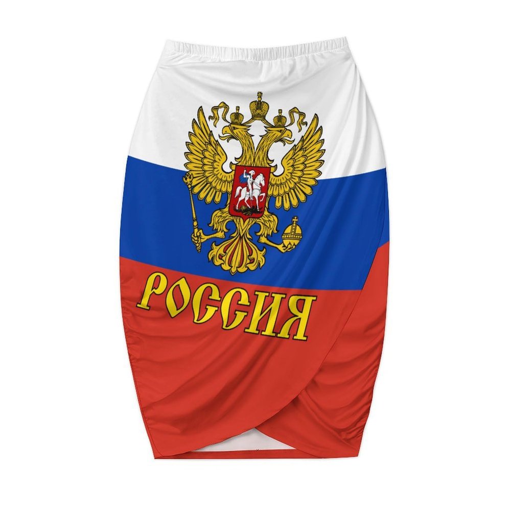 Russian Flag Women's Cheerleader Sports Skirt Light A-Line Pants Skirt with Shorts Shorts,with Pocket 2XL