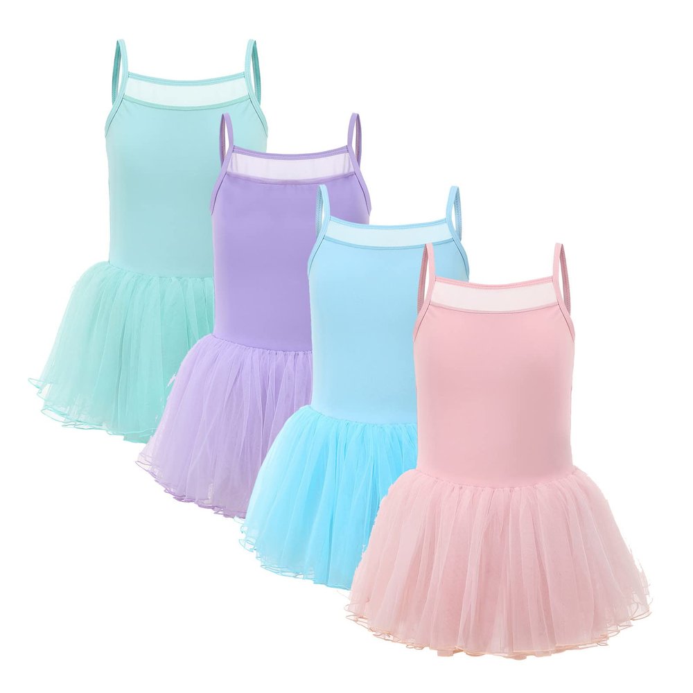 NineFit Basics Toddler Girls Ballet Leotards with Skirt Tutu Ballerina Outfit Girls' Camisole Dance Tutu Leotard (Pink, 2-3 Years)