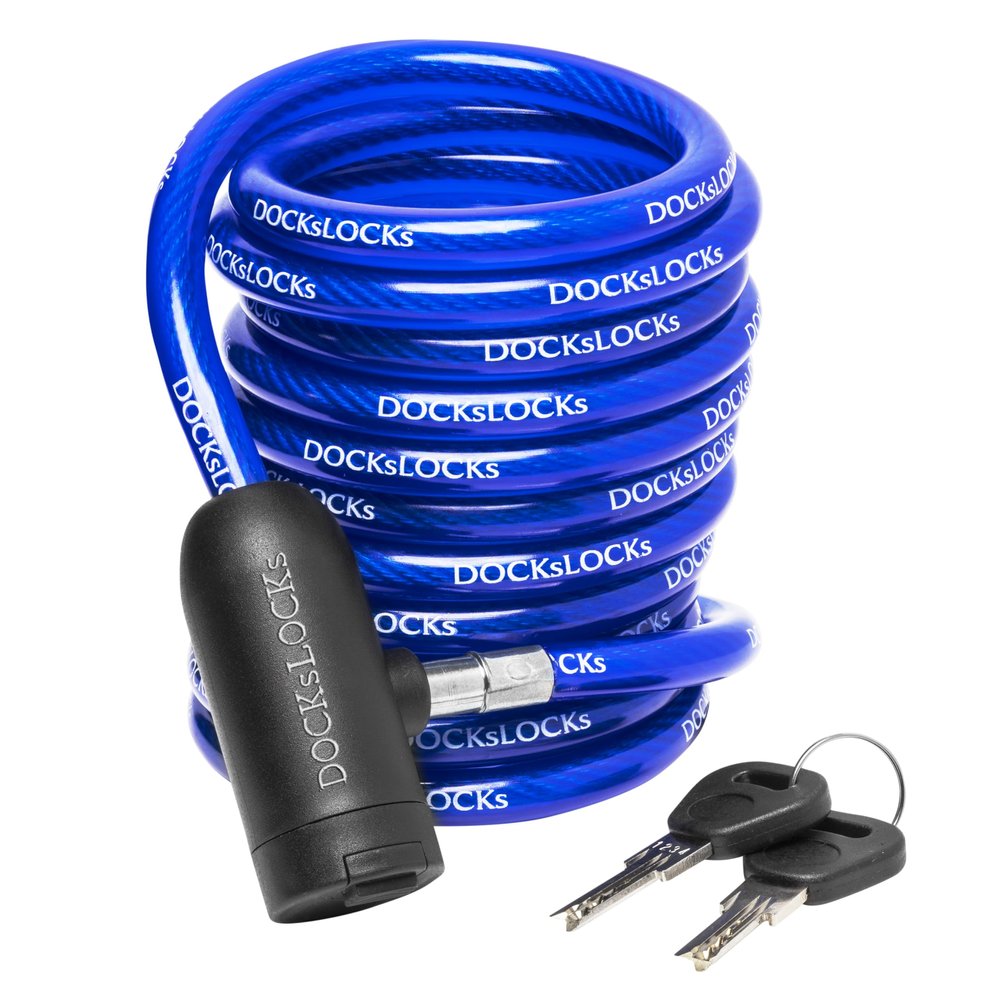 DocksLocks Coiled Security Cable with Key Lock (5, 10, 15, 20 or 25 Lengths), Weatherproof Multi-Purpose Anti-Theft Protection for Kayaks, Bikes, Paddleboards, Scooters, Equipment and More 10ft