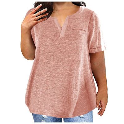 Plus Size Womens Clothing Women V Neck T Shirt Plus Size Short Sleeve Tops Summer Clothes for Women 2025