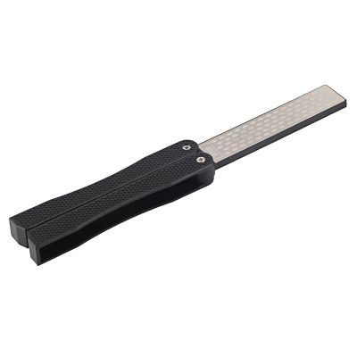 Foldable Knife Sharpener with Anti Slip Handle, 12.5cm Length, Black, for Camping and Garden Tools