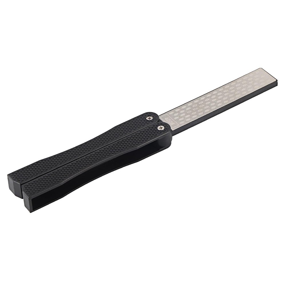 Foldable Knife Sharpener with Anti Slip Handle, 12.5cm Length, Black, for Camping and Garden Tools