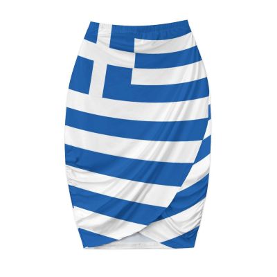 Greece Flag Women's Cheerleader Sports Skirt Light A-Line Pants Skirt with Shorts Shorts,with Pocket 3XL