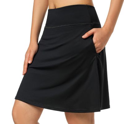 Women Skorts Skirts with Zipper Pockets,Athletic Golf Tennis Swim Skirts 20" Knee Length Skorts for Women(Black XS)
