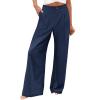 Wide Leg Dress Pants Women's High Waisted Dressy Trousers Womens Work Dress Pants High Waist Casual Wide Leg Palazzo Pants Trousers 2024 Summer High Waist Pant Flowy Beach Trousers with Pocket view 1