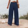 Wide Leg Dress Pants Women's High Waisted Dressy Trousers Womens Work Dress Pants High Waist Casual Wide Leg Palazzo Pants Trousers 2024 Summer High Waist Pant Flowy Beach Trousers with Pocket view 2