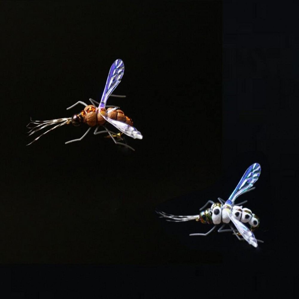 YJIUYUANQ Fly Tying Material Fly Fishing Artificial Mosquitos Fly Fishing Realistic Lure for Trout Hook Size 12#, 2PCS, as show