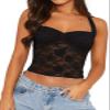 REORIA Womens Summer Sexy Lace Halter Tank Tops Sleeveless Y2K Trendy Crop Top Going Out Shirts 2025 Fashion Black X-Large view 1