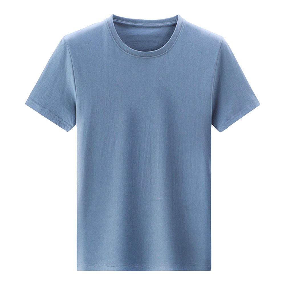 Generic Men's Solid Shirt Crewneck Short Sleeve Slim Fit Cotton Muscle Henley T Shirts Casual Stretch Bodybuilding Workout Tee (X-Large,Blue)