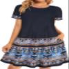 Flowy Dresses for Women Summer Casual Swing Sundress Short Sleeve T Shirt Dress with Pockets (Navy Blue Floral, L) view 1