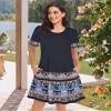 Flowy Dresses for Women Summer Casual Swing Sundress Short Sleeve T Shirt Dress with Pockets (Navy Blue Floral, L) view 3
