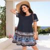 Flowy Dresses for Women Summer Casual Swing Sundress Short Sleeve T Shirt Dress with Pockets (Navy Blue Floral, L) view 4