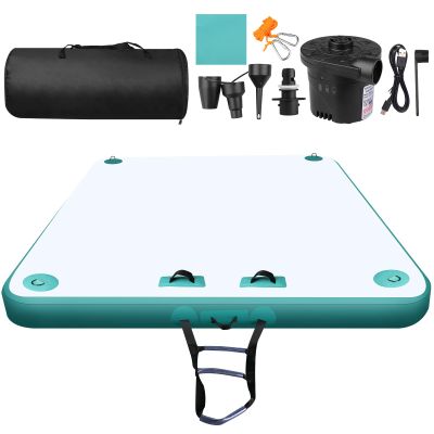 Inflatable Floating Dock with Electric Air Pump, Dock Floats with Ladder, None-Slip Floating Island for Adults Kids, Inflatable Dock Platform for Lake, Pool, Beach, River, Ocean Water Floating Mat