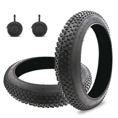 20"x3.0" Electric Bike Tire with Inner Tube:Pack of 2,Heavy Duty Snow Replacement Fat Tire and 32mm Valve Inner Tube Set Compatible with Urban Mountain or Beach Hybrid Bicyles