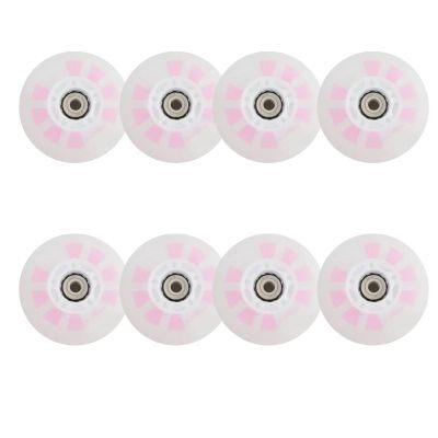 ZYANLING Inline Skate Wheels Outdoor/Indoor Light Up 72mm 76mm 80mm LED Light Up Wheels Without Bearings Sliding Sport 8 Pack 90A, Pink