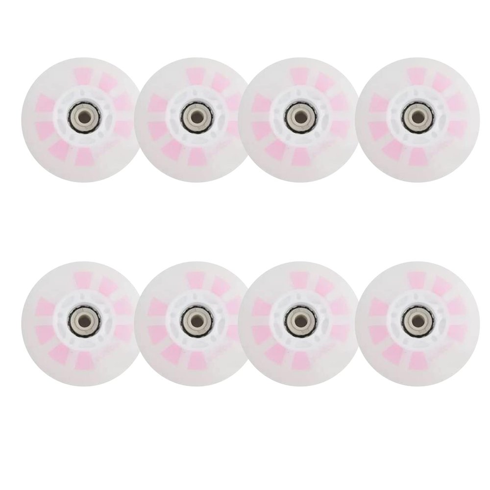 ZYANLING Inline Skate Wheels Outdoor/Indoor Light Up 72mm 76mm 80mm LED Light Up Wheels Without Bearings Sliding Sport 8 Pack 90A, Pink