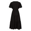 FQFGGYD Women's Flowy Midi Dresses Deep V-Neck Lace-up Maxi Dress Solid Color Ruffled Short Sleeve Waist Summer Boho Dress view 2