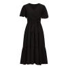 FQFGGYD Women's Flowy Midi Dresses Deep V-Neck Lace-up Maxi Dress Solid Color Ruffled Short Sleeve Waist Summer Boho Dress view 3