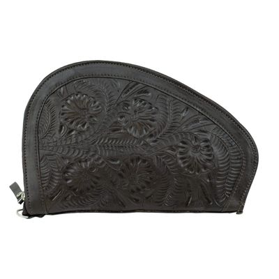 American West Hand Tooled Handcrafted 100% Genuine Leather Padded Gun Case for Men and Women | Annie's Secret Collection | Western (Chocolate Brown)