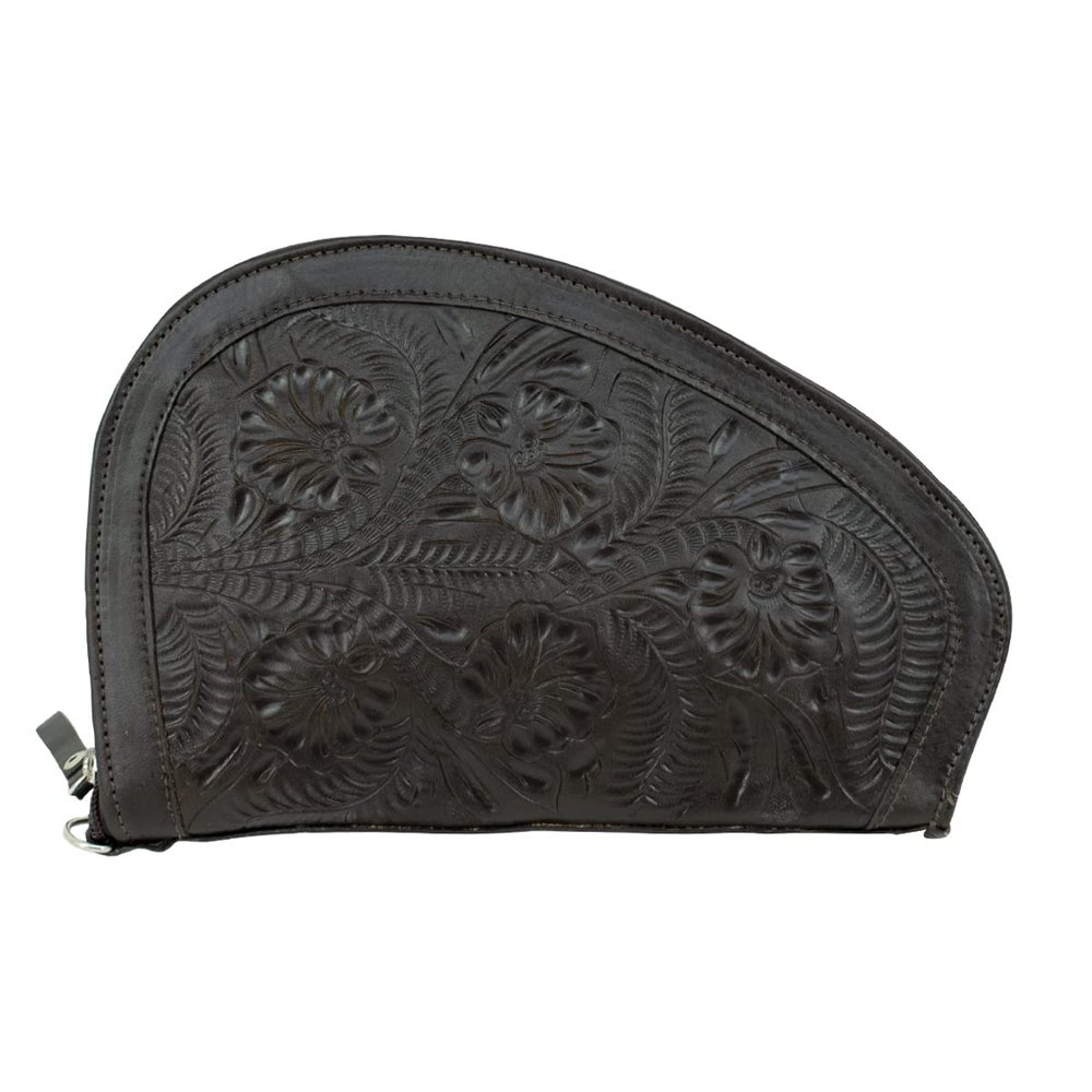 American West Hand Tooled Handcrafted 100% Genuine Leather Padded Gun Case for Men and Women | Annie's Secret Collection | Western (Chocolate Brown)